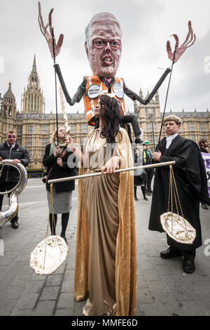 Barristers und Solicitors Protest in einer zweiten Masse Arbeitsniederlegung über Kürzungen bei Prozesskostenhilfe. Westminster, Großbritannien Stockfoto