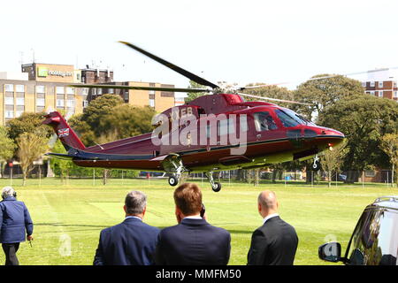 Portsmouth, Großbritannien. 11. Mai 2018. Prinzessin Anne und der Königin Hubschrauber Credit: FSM Fotografie/Alamy leben Nachrichten Stockfoto