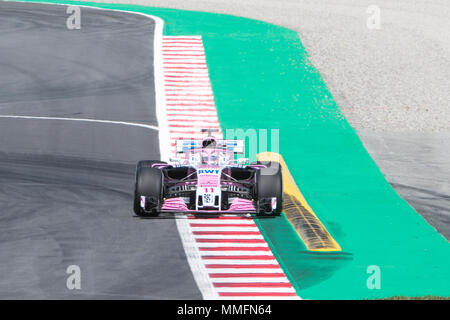 Barcelona, Spanien. 11. Mai 2018. Force India Fahrer Sergio Perez (11) von Mexiko während der Prüfung von F1 feierte am Stromkreis des Barcelonacon 9. Mai 2018 in Barcelona, Spanien. (Credit: Mikel Trigueros/Urbanandsport/Cordon Drücken) Credit: CORDON PRESSE/Alamy leben Nachrichten Stockfoto