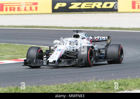 Barcelona, Spanien. 11. Mai 2018. Williams Fahrer Lance Spazieren (18) von Kanada während des Tests von F1 feierte am Stromkreis des Barcelonacon 9. Mai 2018 in Barcelona, Spanien. (Credit: Mikel Trigueros/Urbanandsport/Cordon Drücken) Credit: CORDON PRESSE/Alamy leben Nachrichten Stockfoto