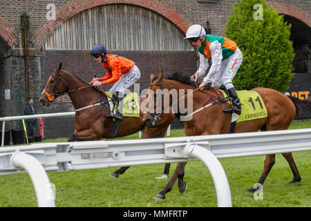 Chester, UK. 11.05.2018. Crabbie's Earl Grosvenor Handicap Pferde. Sieger Baraweez geritten von Phil Denis. Credit: MediaWorldImages/Alamy leben Nachrichten Stockfoto