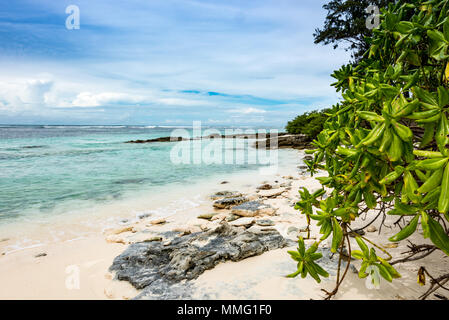 Unberührten Strand am Mouraille Bon Dieux auf Denis Island auf den Seychellen Stockfoto