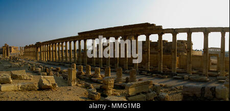 Panorama von Palmyra Säulen und antiken Stadt. Jetzt zerstört, Syrien Stockfoto
