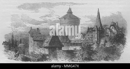 Nürnberg. Die Stadtmauern, Nürnberg 1882 alte antike vintage Bild drucken Stockfoto