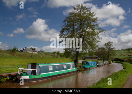 Blick entlang eines Teils des Brecon- und Monmouth-Kanals in Wales, Großbritannien Stockfoto