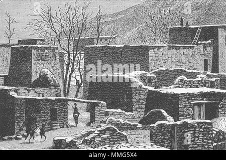 Eurasien. Kaukasus. Kaukasischen Dorf im Winter 1880 alte antike Bild drucken Stockfoto