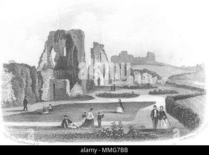 SUSSEX. Hastings Castle. Newman 1860 alte antike vintage Bild drucken Stockfoto