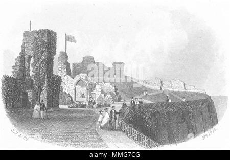 SUSSEX. Hastings Castle. Kershaw 1860 alte antike vintage Bild drucken Stockfoto