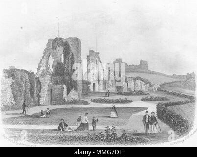 SUSSEX. Hastings Castle. Newman 1860 alte antike vintage Bild drucken Stockfoto