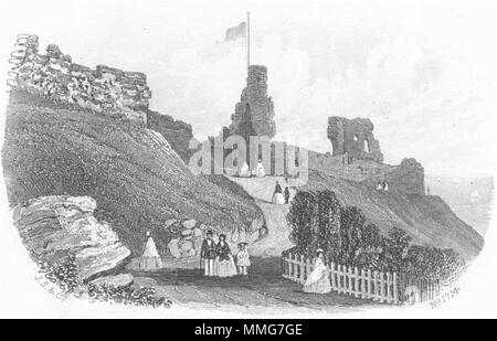 SUSSEX. Hastings Castle 1860 alte antike vintage Bild drucken Stockfoto