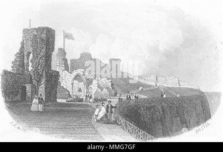 SUSSEX. Hastings Castle 1860 alte antike vintage Bild drucken Stockfoto