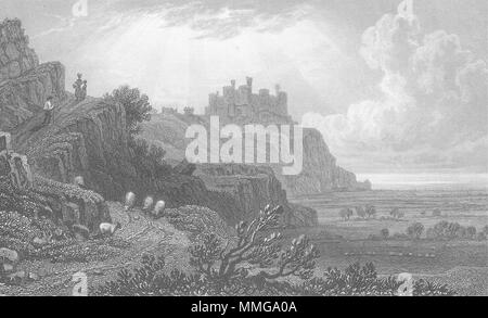 HARLECH. Schloss Tremadoc Rd, Merionethshire. Von c 1831 alten, antiken Drucken Stockfoto