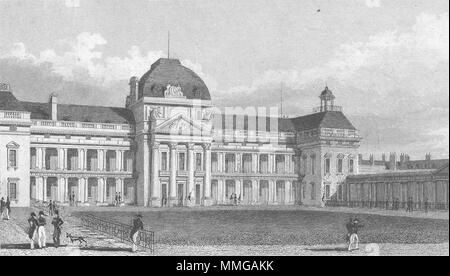 PARIS. Ecole Militaire, Fassade süd. Militärische Hund 1828 alten, antiken Drucken Stockfoto