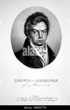 . English: Ludwig van Beethoven (1770-1827), österreichischer Komponist und Pianist deutscher Abstammung. Lithographie von Adolf Kunike, um 1820. ca. 1820. Adolf Kunike (1777-1838); Foto Peter Geymayer 78 Beethoven Kunike Litho, 01. Stockfoto