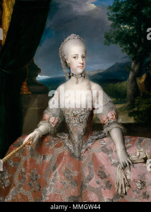 . Español: Retrato de María Carolina de Austria (1752-1814), Que fue hija del Emperador Francisco ich del Sacro Imperio Romano Germánico y de la emperatriz María Teresa ich de Austria y Reina consorte de Neapel por su matrimonio con el Rey Fernando ich de Las Dos Sicilias. María Carolina de Habsburgo-Lorena, Reina de Neapel. ca. 1768. Maria - Carolina - Regina - napol Stockfoto