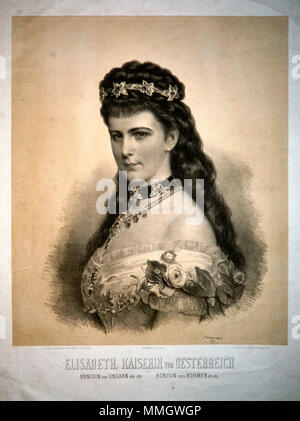 . English: Kaiserin Elisabeth von Österreich (1837-1898), Lithographie von Josef Kriehuber, 1874. 1874. Josef Kriehuber (1800-1876) Elisabeth 1874 Litho Stockfoto