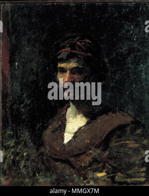 Büste eines Mannes. Allegorie des Bacchus. ca. 1868. Fortuny Büste d'home Stockfoto