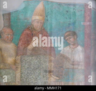 . Deutsch: Das Foto zeigt ein mittelalterliches Fresko von Papst Bonifatius VIII. Es stammt aus dem alten Lateranspalast und befindet sich heute in der Lateransbasilika. Gemalt wurde dieses Bild von Giotto di Bondone in den Jahren 1298 bis 1300. . Foto:. Diese Datei fehlt, Informationen zum Autor. 90 Bonifacius VIII - Fresko im Lateran Stockfoto