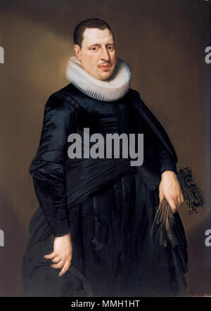 . Englisch: Porträt eines Mannes Nederlands: Portret van een echtgenoot Portret van een Mann. um 1600. Cornelis Van Der Voort - Portret van een Mann Stockfoto