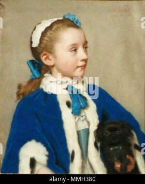 Portrait von Maria Frederike van Reede-Athlone im Alter von sieben Jahren. 1755-1756. Liotard Maria Frederike van Reede-Athlone bei 7 p 1000580 Stockfoto