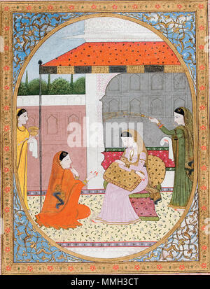 . Englisch: eine nachdenkliche nayika mit Ihrem sakhi. Titel der Serie: der Kenner begeistern Suite Name: rasikapriya Anzeige Artist: Sajnu Erstellungsdatum: Ca. 1820 Display Abmessungen: 10 7/16 in. x 8 3/8 in. (26,5 cm x 21,3 cm) Kreditlinie: Edwin Binney 3 Sammlung Beitritt Artikelnummer: 1990.1249 Sammlung: Die San Diego Museum der Kunst. 14 November 2005, 11:25:27. Sajnu Eine nachdenkliche nayika mit Ihrem sakhi (6124590293) Stockfoto