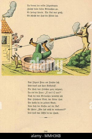 . Der Struwwelpeter: Die Geschichte vom wilden Jäger Tafel 3. Erstellt 1858. Heinrich Hoffmann (1809 - 1894) Alternative Namen Polycarpus Gastfenger; Heulalius von Heulenburg; Peter Struwwel; Reimerich Kinderlieb Beschreibung deutsche Autor Thema Der Struwwelpeter Datum der Geburt / Tod 13 Juni 1809 20 September 1894 Ort der Geburt / Todes Frankfurt München standort Deutschland Authority control: Q 215724 VIAF:?:? ISNI 76317116 0000 00008155 9420 LCCN:?n 79150242 35402368 MusicBrainz NLA:?:?7e65f2d5-a3ad-41b 1-8643 d -81659 4774 fb WorldCat H Hoffmann Struwwel 15. Stockfoto