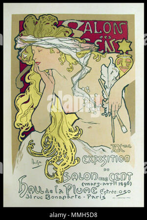 . Englisch: Alphonse Mucha Ausstellung Plakat. 1896. Alphonse Mucha (1860 - 1939) Alternative Namen Alfons Maria Mucha Beschreibung Czech-Austro - Ungarische Poster Artist, Lithograph, Fotograf, Grafiker, Maler und Briefmarke designer Tschechoslowakischen Photograph, Maler, Illustrator und Patriot. Neben seiner künstlerischen Produktion war er ein Fürsprecher für die Vereinheitlichung des Czekoslovakia, für die er die ersten Banknoten im Jahr 1918 konzipiert. Das Datum der Geburt / Tod 24. Juli 1860 14. Juli 1939 Ort der Geburt / Todes Ivan?ice, Österreich-ungarn Prag, Tschechoslowakei, Arbeitsplatz Stockfoto