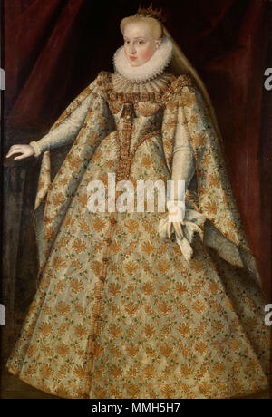 . English: Zeitgenössiches Porträt Maria Christinas von Habsburg, Frau von Sigismund Báthory Portrait von Erzherzogin Maria Christina von Österreich (1574-1621). ca. 1595. MariaChristinaOfAustria 1574-1621 Stockfoto