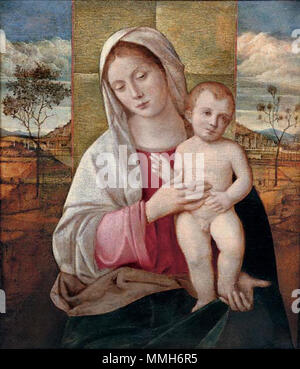 Italiano: La Madonna col Bambino. Datum unbekannt. Dopo il Giovanni Bellini - La Madonna col Bambino Stockfoto