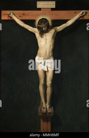 . Español: La Obra-Vertreter eine Jesucristo crucificado, y es una de las Obras religiosas más conocidas del Pintor sevillano Diego Velázquez. Christus gekreuzigt. ca. 1632. Cristo crucificado Stockfoto