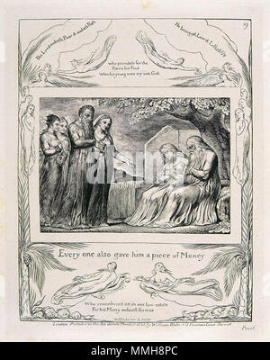 . 19 Drucken von William Blakes Illustrationen des Buches Ijob. 1826. William Blake (1757 - 1827) Alternative Namen W. Blake; Uil" iam Bleik Beschreibung britische Maler, Dichter, Schriftsteller, Theologe, Sammler und Graveur Geburtsdatum / Tod 28. November 1757 12. August 1827 Ort der Geburt / Todes Broadwick Street Charing Cross Standort London Authority control: Q 41513 VIAF:?:? ISNI 54144439 0000 0001 2096 135 X ULAN:?? n 500012489 LCCN: 78095331 NLA:? 35019221 WorldCat Blake Job 19. Stockfoto