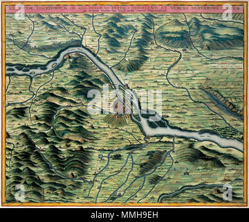. English: This Karte von Wien / Reutte wurde nach der türkischen Belagerung der Stadt 1683 veröffentlicht. Die Entwicklung der Belagerung Krieg ziemlich spektakulär, zumal die Eroberung der Stadt im letzten Moment von einer alliierten Armee unter der Führung des polnischen Königs Johann III. Sobieski vereitelt wurde. Dem polnischen König gelang es, die Stadt zu entlasten und die türkische Armee zu vertreiben. Nederlands: Deze kaart van Wenen en omgeving verscheen naar aanleiding van de Turkse Stichwörter van de stad in 1683. Het Beleg een Luxusappartment verloop hatte, vooral omdat de inname van d Stockfoto