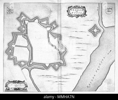 . Nederlands: Deze plattegrond van de Duitse stad Wesel werd 1649 stedenboek gepubliceerd in het van Joan Blaeu (1596-1673). In deze Atlas Blaeu bracht Meer dan 200 plattegronden Samen van Nederlandse steden en verschillende forten. Deze kaart komt voor in het eerste Deel van het dat stedenboek hoofdzakelijk ist gewijd aan de Noordelijke Nederlanden. Englisch: Diese Karte von der deutschen Stadt Wesel in Joan Blaeus (1596-1673) Stadt Bücher der Niederlande im Jahre 1649 veröffentlicht wurde. In diesem Atlas Blaeu veröffentlichte mehr als 200 Stadt plant der niederländischen Städte und Festungen. Diese Karte wurde in der f Stockfoto