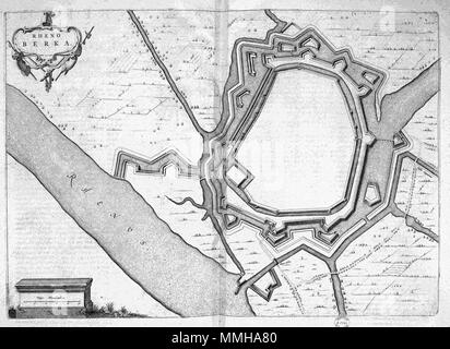 . Nederlands: Deze plattegrond van de Duitse Sperrfrist Rheinberg Aan De Rijn werd 1649 stedenboek gepubliceerd in het van Joan Blaeu (1596-1673). In deze Atlas Blaeu bracht Meer dan 200 plattegronden Samen van Nederlandse steden en verschillende forten. Deze kaart komt voor in het eerste Deel van het dat stedenboek hoofdzakelijk ist gewijd aan de Noordelijke Nederlanden. Englisch: Diese Karte der Deutschen Festung Rheinberg am Rhein wurde in Joan Blaeus (1596-1673) Stadt Bücher der Niederlande im Jahre 1649 veröffentlicht. In diesem Atlas Blaeu veröffentlichte mehr als 200 Stadt plant der niederländischen Städte und Stockfoto