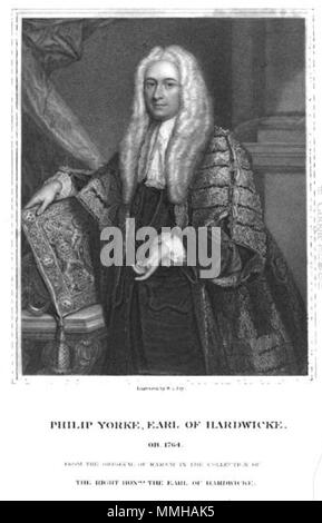 Porträt von Philip Yorke, 1 Graf von Hardwicke (1690-1764). 1847. Graf von Hardwicke 1740 s Stockfoto