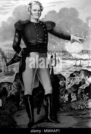 . Englisch: Major General Winfield Scott an Vera Cruz, 25. März 1847. Kopie der Lithographie von Nathaniel Currier, 1847. NARA DATEI #: 111 - SC -496992 Krieg & Konflikt Buch Nr.: 102. . 25. März 1847. Nathaniel Currier (1813-1888) Alternative Namen Nat Currier, N.; Nathaniel Currier T. Currier; Currier Beschreibung amerikanischer Maler Geburtsdatum / Tod 27 März 1813 20. November 1888 Ort der Geburt / Todes Roxbury Amesbury Arbeitsort Philadelphia (1833), New York (1834) Kontrolle: Q 6646654 VIAF:?:? ISNI 62871001 0000 0000 8388 2969 ULAN:?? n 500115501 LCCN: 81090785 35032737 W NLA:? Stockfoto