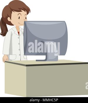 Ein junger Arzt und Computer Abbildung Stock Vektor
