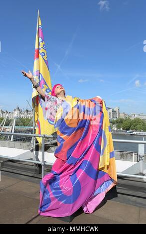 Zandra Rhodes auf dem Dach an der Southbank Centre Stockfoto