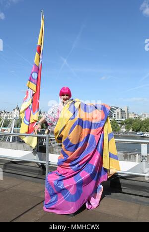 Zandra Rhodes auf dem Dach an der Southbank Centre Stockfoto