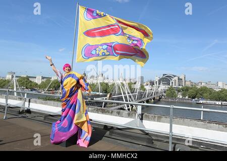 Zandra Rhodes auf dem Dach an der Southbank Centre Stockfoto