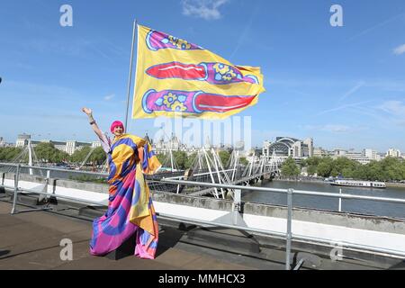 Zandra Rhodes auf dem Dach an der Southbank Centre Stockfoto