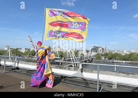 Zandra Rhodes auf dem Dach an der Southbank Centre Stockfoto