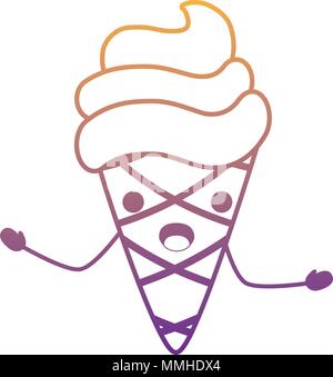 Kawaii Eis über weißen Hintergrund überrascht, farbenfrohen Design. Vector Illustration Stock Vektor