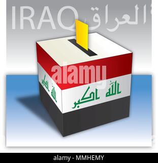 Irak Wahlen, box Abstimmung mit Fahne, Karte und Symbole Stock Vektor