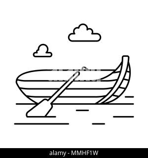 Ruderboot, Symbol Leitung isoliert auf weißem Stockfoto