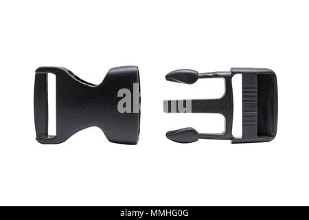 Kunststoff Schnalle auf weißem Hintergrund Stockfoto