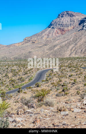 Serpentinenstraße Kurven durch die Vorberge im Red Rock Canyon National Conservation Area außerhalb von Las Vegas, Nevada Stockfoto