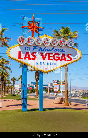 Legendär Willkommen im fabelhaften Downtown Las Vegas Schild am südlichen Ende des Las Vegas Strip in Las Vegas, Nevada Stockfoto