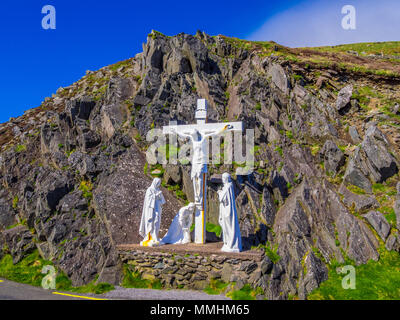 Kruzifix am Slea Head Drive auf der Halbinsel Dingle in Irland Stockfoto