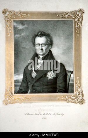 . English: Anton Friedrich Mittrowsky (1770-1842), Graf von Mittrovitz und Nemischl, obersten Kanzler der k. k. vereinigten Hofkanzlei und Präsident der Studien Hofkommission. Lithographie von Friedrich Lieder, 1835. 1835. Friedrich Lieder (1780-1859) Anton Friedrich Mittrowsky Litho, 02. Stockfoto